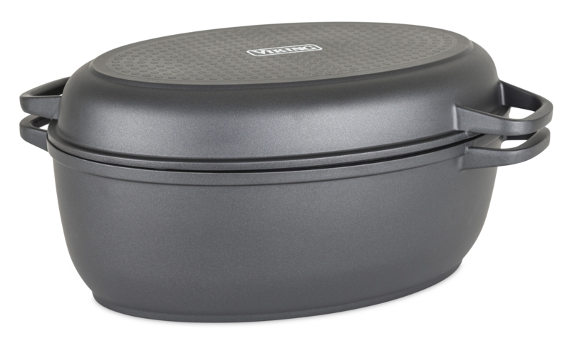Viking 3-in-1 8.6-Quart Die Cast Oval Roaster with BONUS Glass Basting Lid