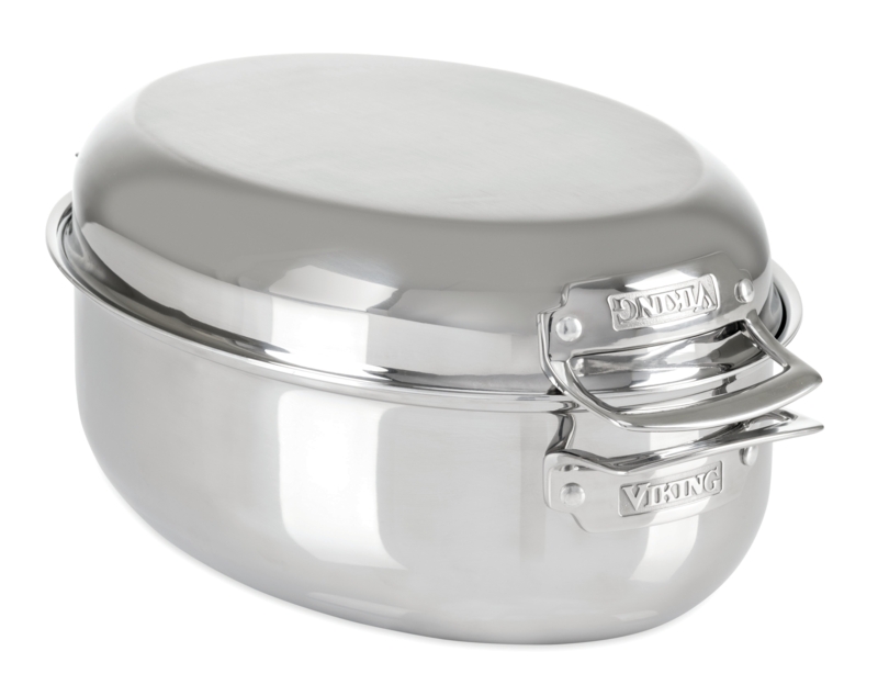 Viking 3-Ply Oval Roaster 8.5 Qt with Metal Induction Lid and Rack