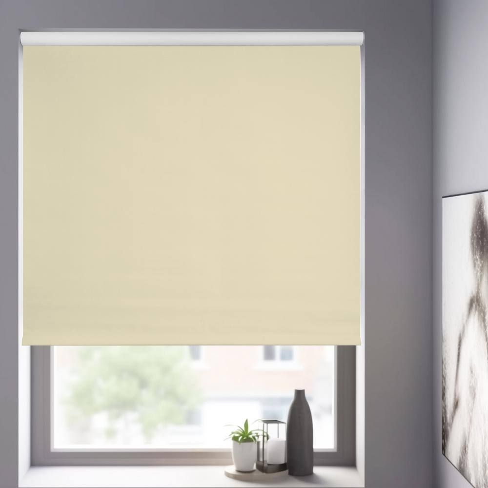 White Solid Cordless Blackout Privacy Vinyl Roller Shade 70.5 in. W x 64 in. L