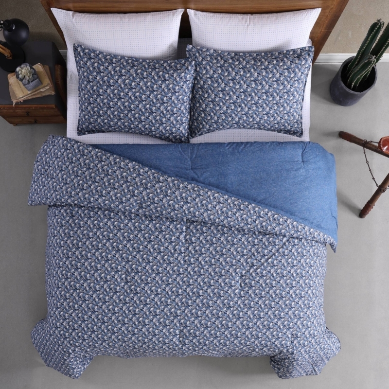 Wrangler Prairie Floral Cotton Reversible Blue Comforter Set
