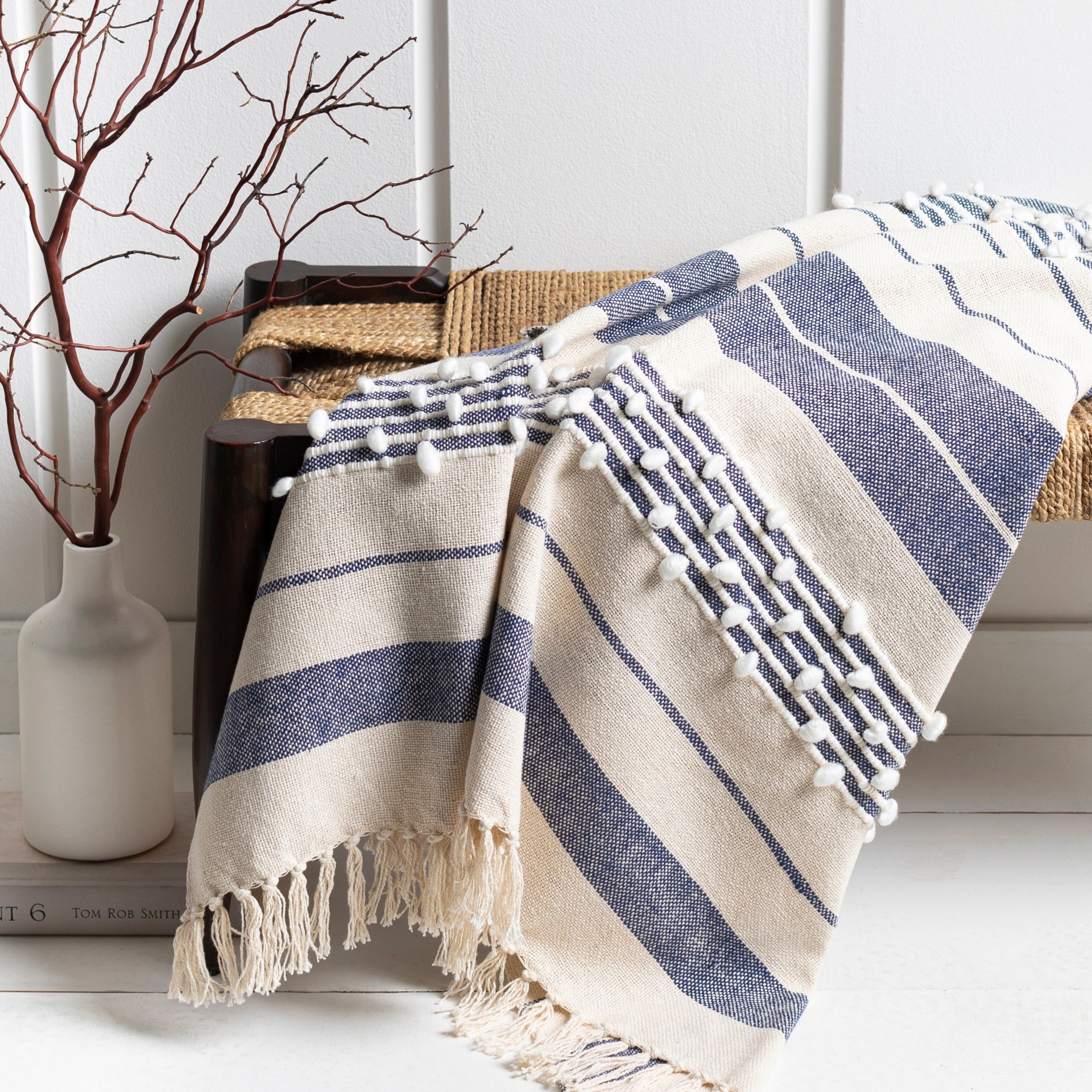 Yemaya Hand Woven Throw in Navy