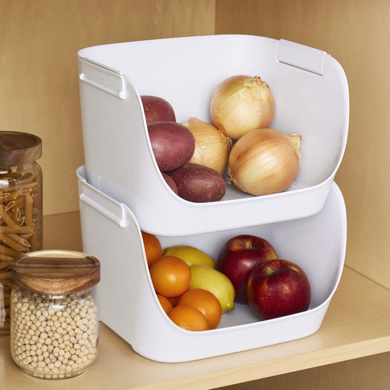 YouCopia ShelfBin Stacking Pantry Bins, Stackable Storage Basket Organizers for Kitchen (Set of 2)