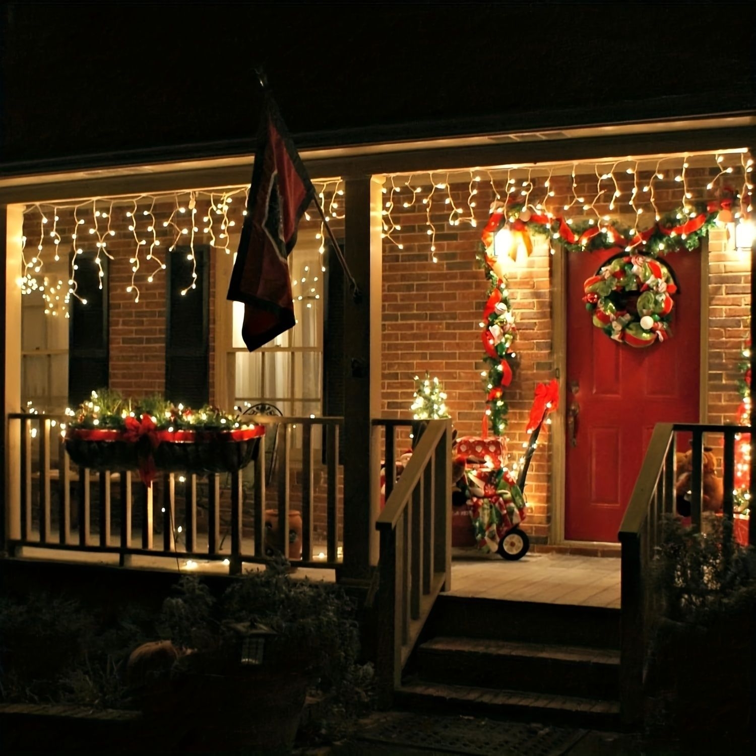 1 Pack 29.5ft Led Outdoor Christmas String Lights, Plug-in Powered Christmas Decoration Hanging Lights, 360 Led 8 Modes, Outdoor Fairy Tale String Lights, Suitable For Wedding Parties, Holiday, Winter Wonderland Decorati