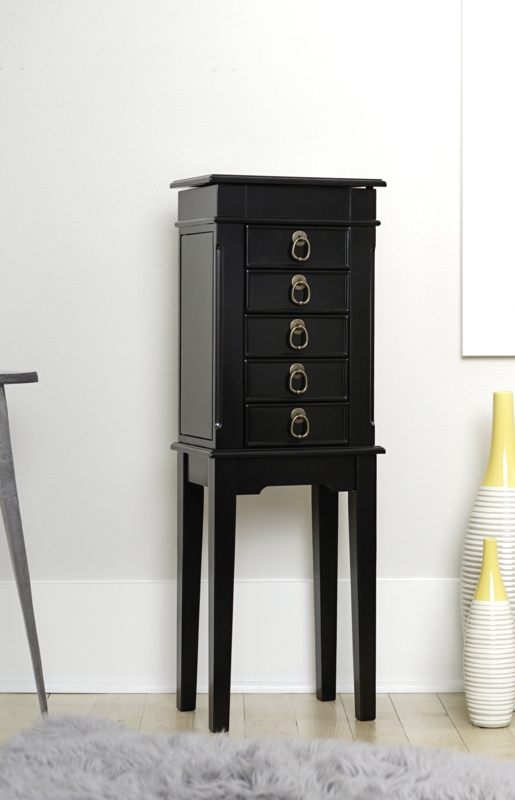 11.75'' Wide Freestanding Jewelry Armoire with Mirror