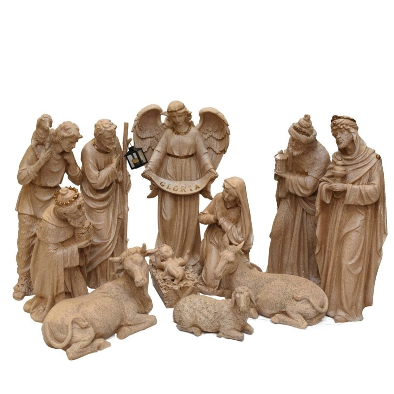 11-Piece Speckled Brown Traditional Religious Christmas Nativity Set 22.75" (Set of 12)