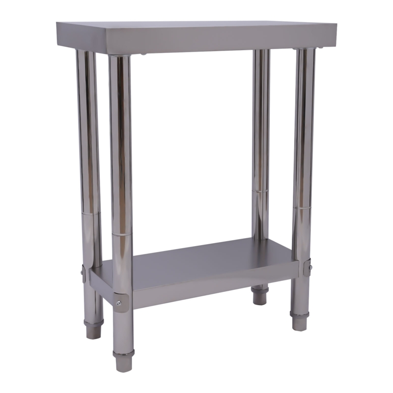 2 Layers Stainless Steel Work Table w/ Undershelf Kitchen Anti-slip Food Table