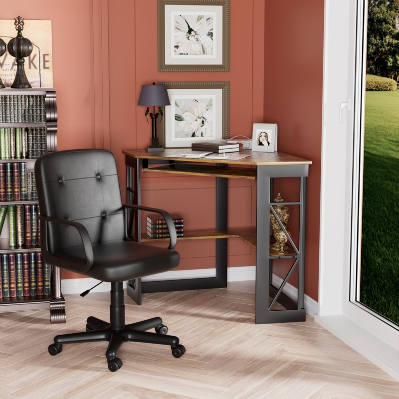 2 Triangle Writing Desk Office Set with Chair (Set of 2)