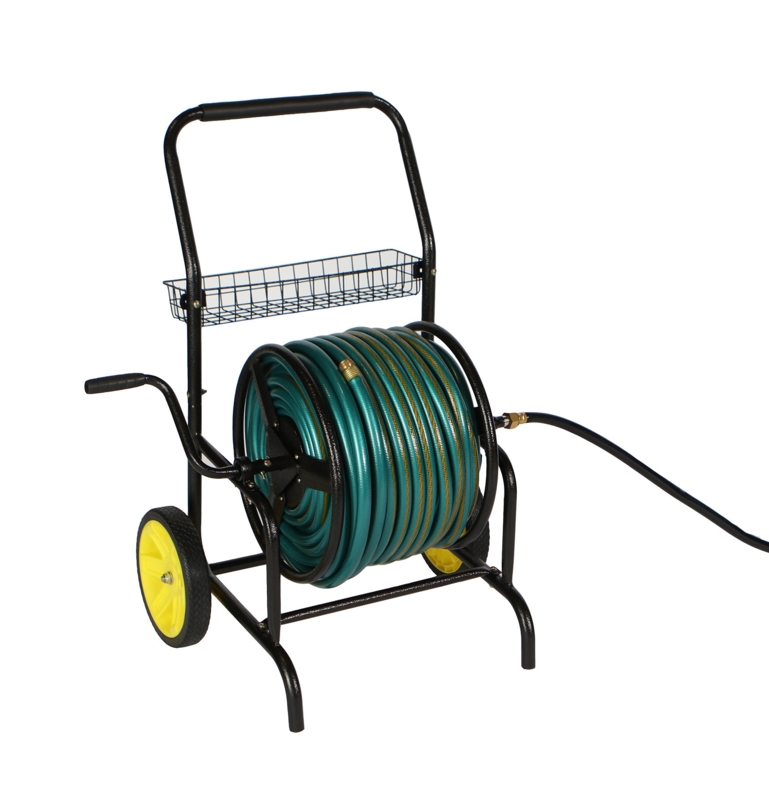 2-wheel Heavy Duty Hose Reel Cart With No-flat Wheels, 200ft Hose Capacity, Fully Enclosed Drum