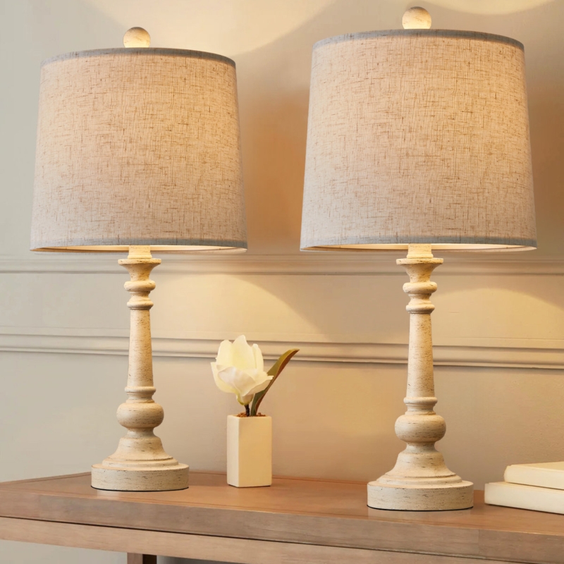 21" Retro Style Farmhouse Table Lamp,for Living Room Bedroom Rustic Bedside Lamp