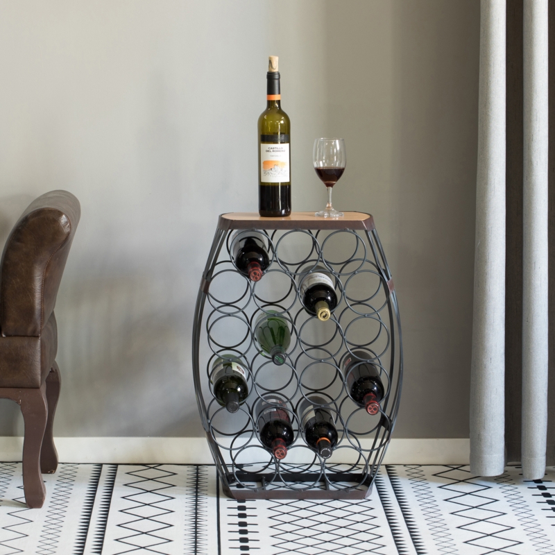 22 Bottle Floor Wine Bottle Rack in Brown