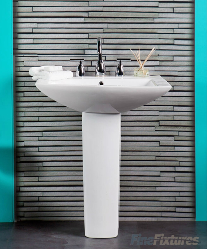 26" Tall White Vitreous China Oval Pedestal Bathroom Sink with Overflow