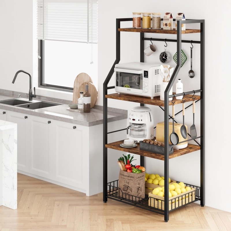 29.53'' Iron Standard Baker's Rack with Microwave Compatibility