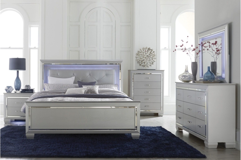 3-4_Devora Faux Leather Upholstered LED Panel Bedroom Set