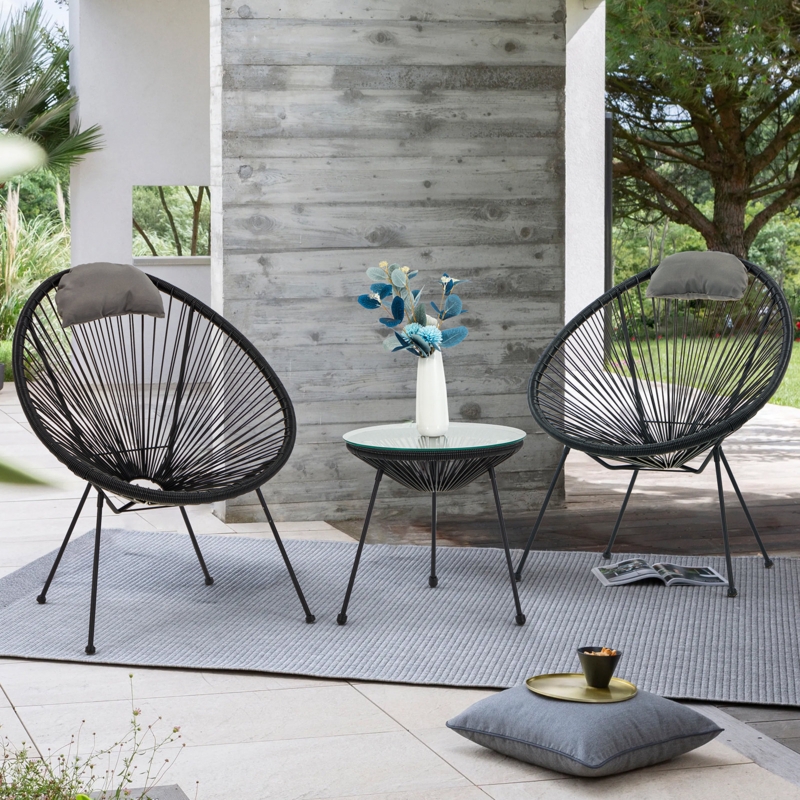 3 Piece Outdoor Patio Furniture Set Acapulco Chair Set