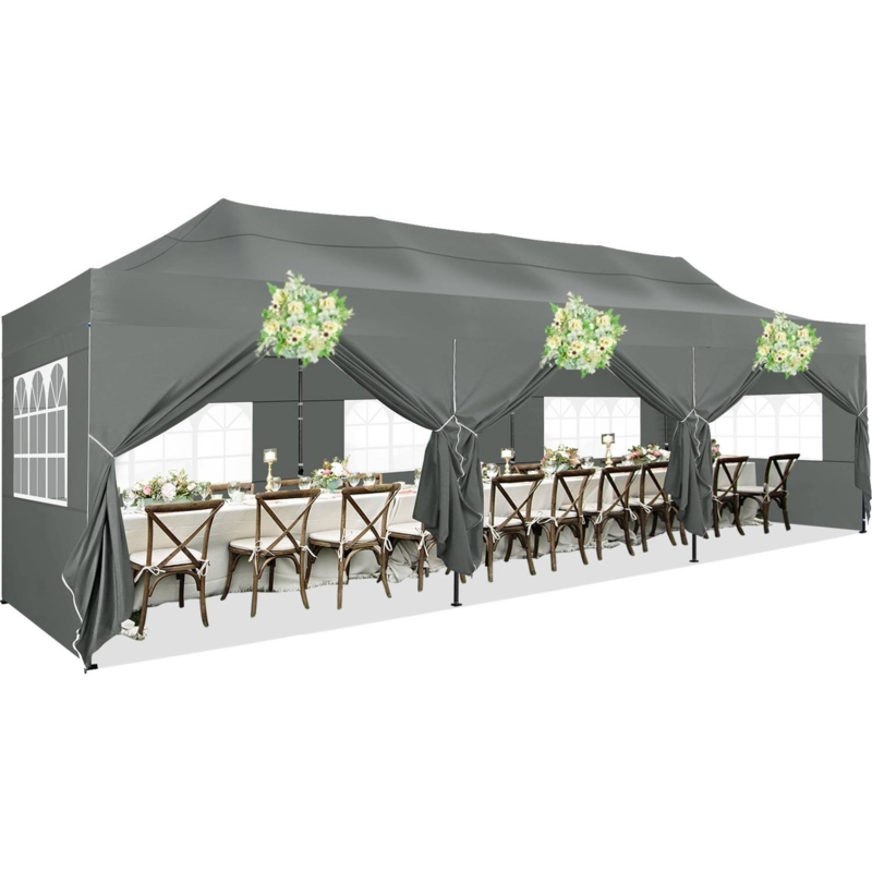 30 Ft. W x 10 Ft. D Metal Pop-Up Canopy