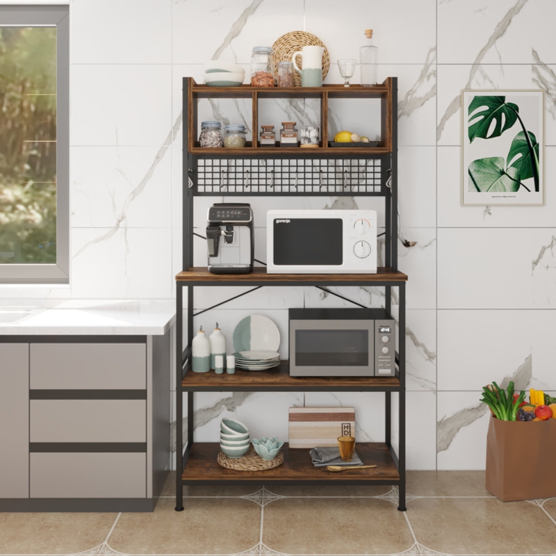 31.4961'' Iron Standard Baker's Rack with Microwave Compatibility
