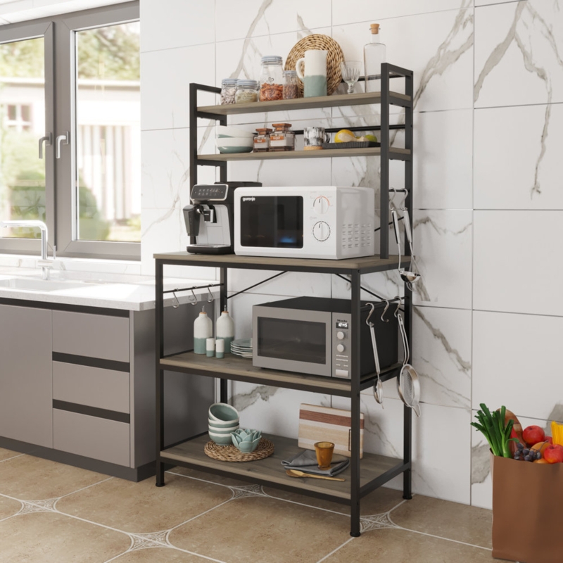 31.4961'' Iron Standard Baker's Rack with Microwave Compatibility