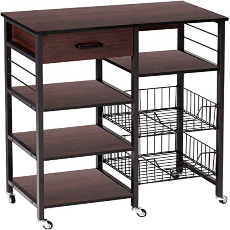 31.5'' Wood Standard Baker's Rack with Wooden Shelves