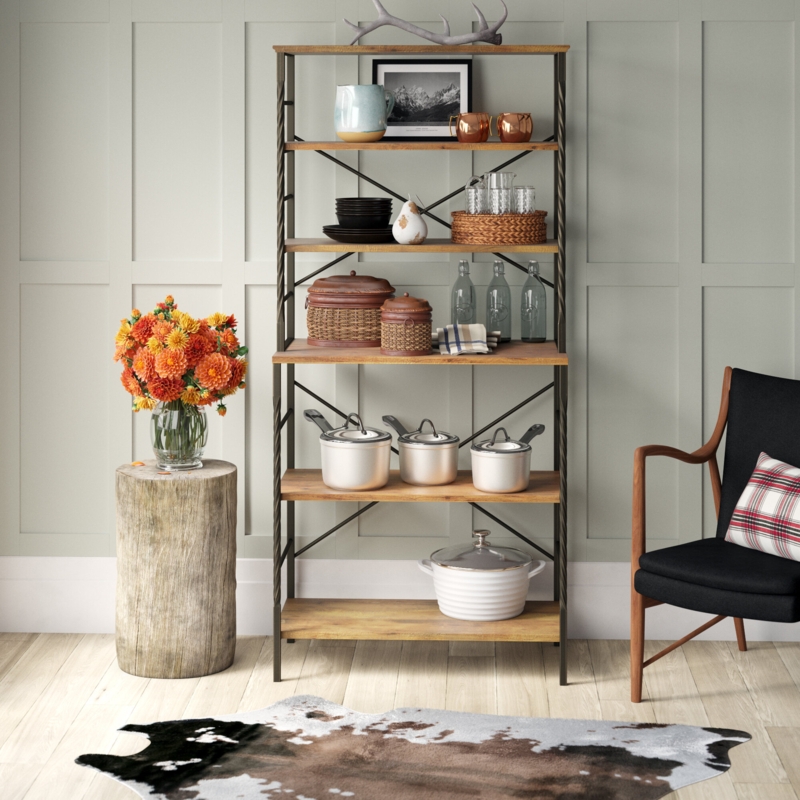 36.6'' Steel Standard Baker's Rack with Wooden Shelves