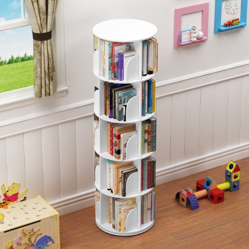 360 Rotating Stackable Shelves Bookshelf Organizer