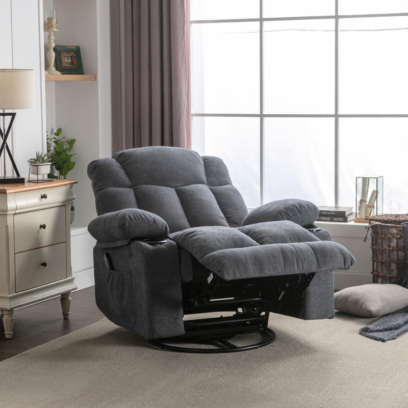 39" Wide High-Softness Swivel Massage Recliner with Heating