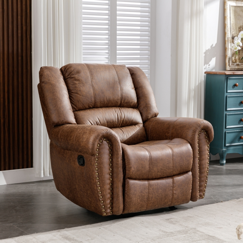 41'' Wide Modern and Super Soft Vegan Leather Rocker Manual Recliner
