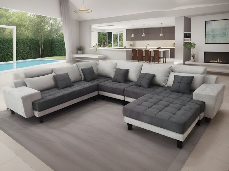 5 - Piece Upholstered Microfiber Sectional Couch Sofa Set
