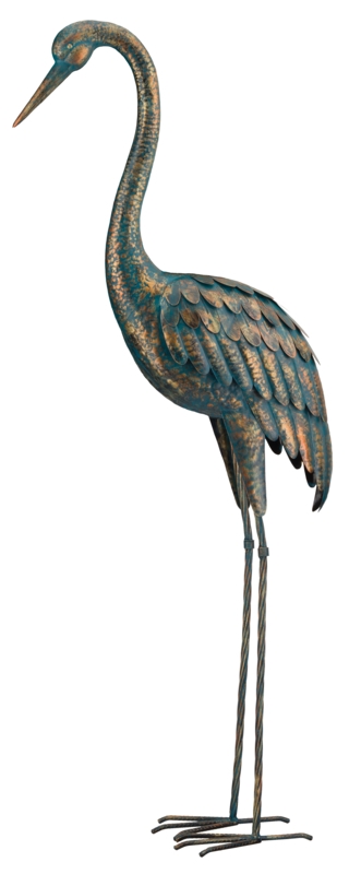 55" Patina Crane Statue