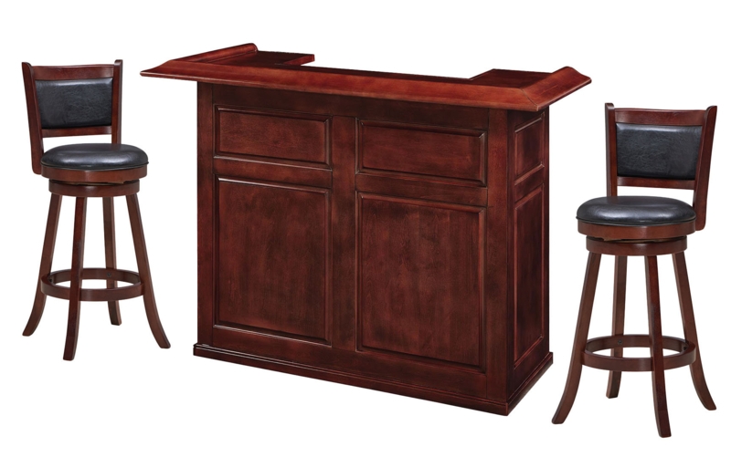 60" English Tutor Dry Bar Ser With Two Stools