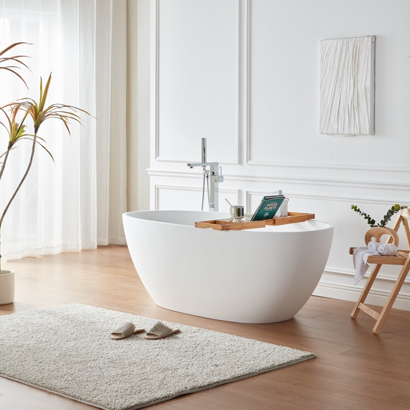 71'' x 35.43'' Freestanding Soaking Solid Surface Bathtub