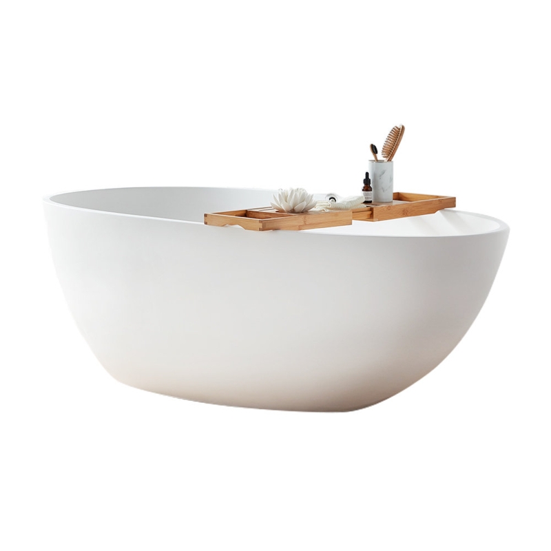 71" x 35.43" Freestanding Soaking Solid Surface Bathtub