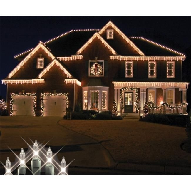 8.5 in. Long Clear 100 Icicle Lights On White Wire