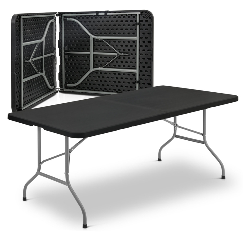 8Ft Heavy Duty Folding Table, Indoor Outdoor Portable Plastic Picnic Desk with Steel Legs and Handle