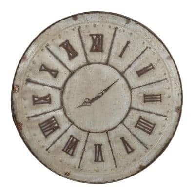 A & B Home Brown, Gray Large Jonet Vintage Tin Round Clock, Brown/ Gray