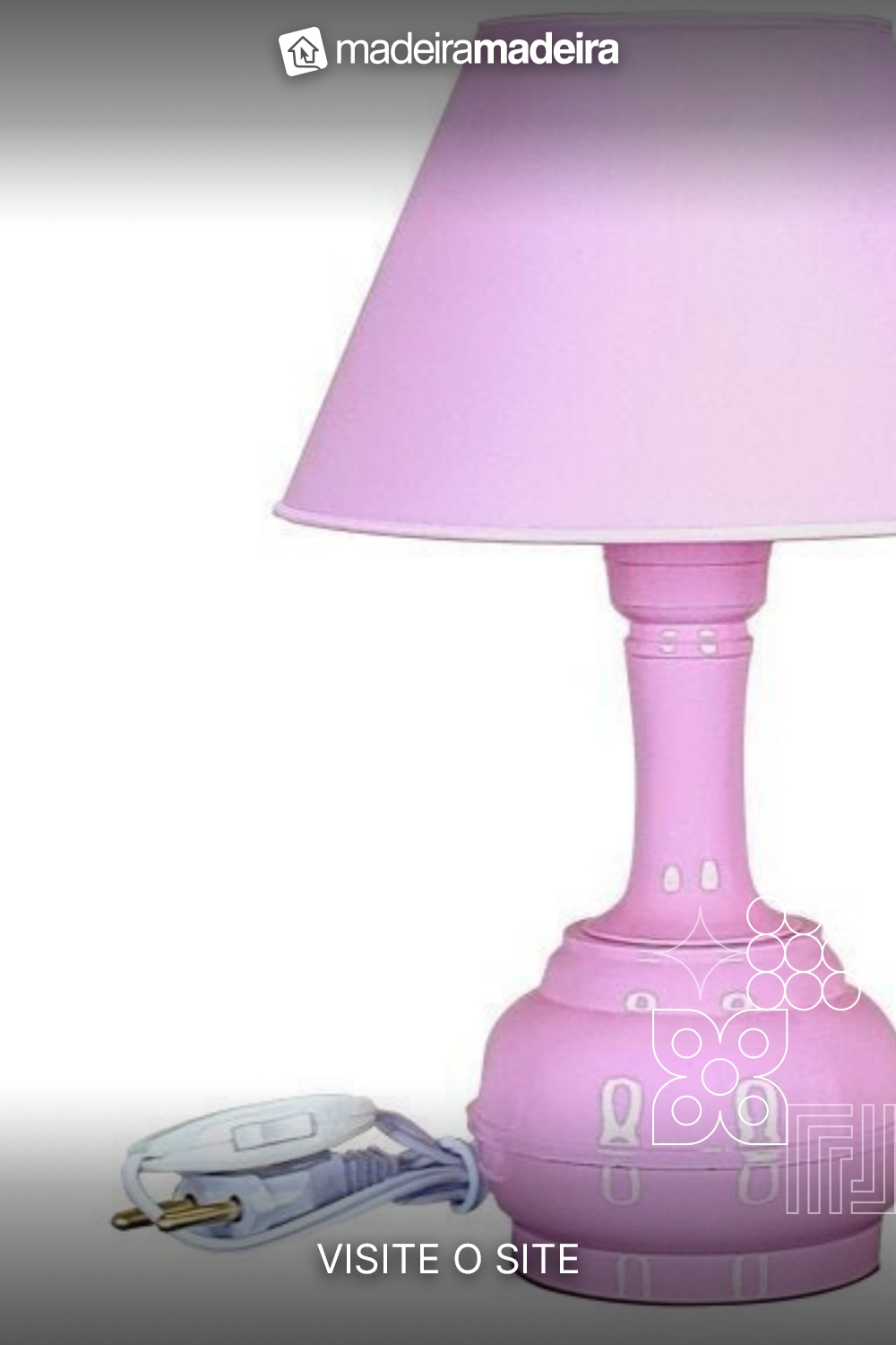 Abajur Infantil Bojudinho Menina Luminria para Quarto de Beb - Cor Rosa