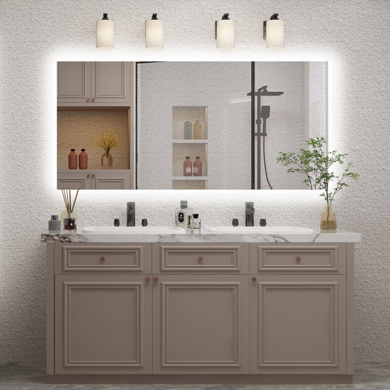 Aevar Simple u0026 Modern Back LED Lighted Anti-Fog Bathroom/Vanity Mirror with Tempered Glass u0026 ETL