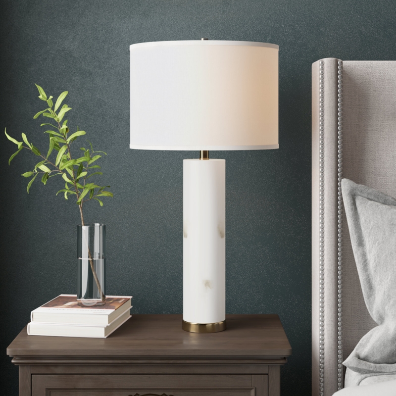 Afton White Aalabaster Table Lamp