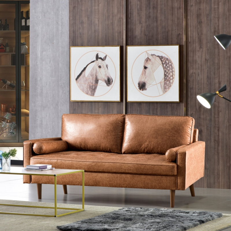 Aisha 70" Faux Leather Square Arm Loveseat
