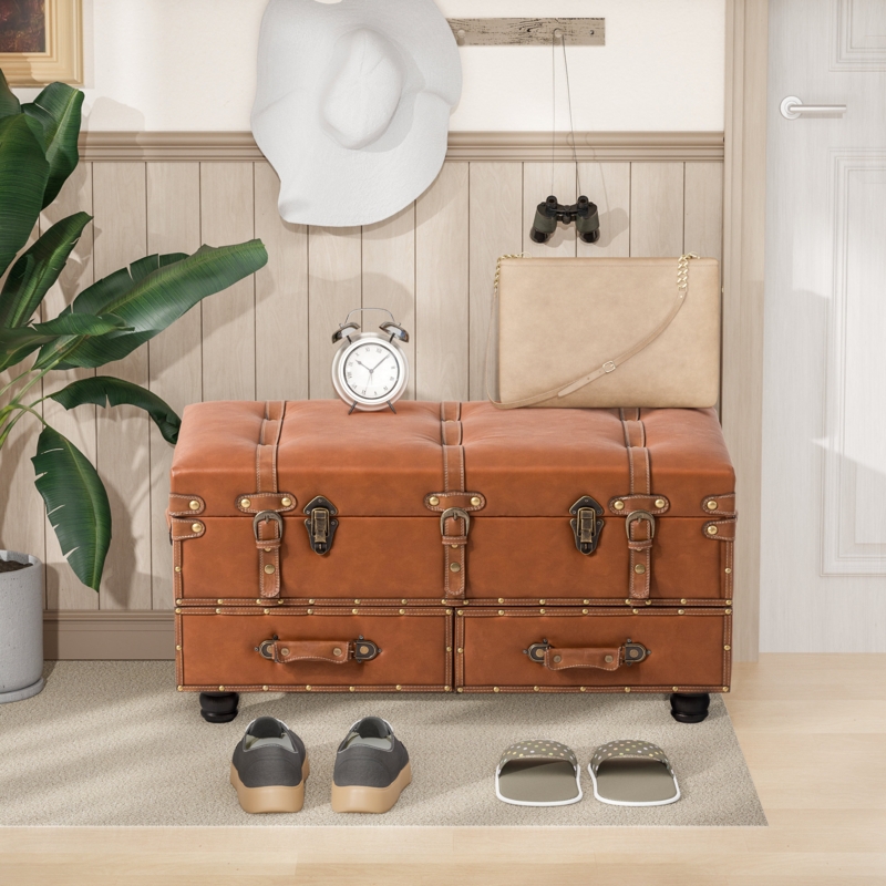 Aislah Faux Leather Upholstered Storage Bench