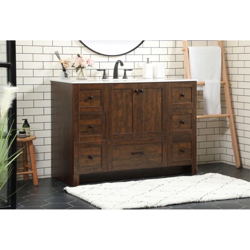 Alaincourt 48'' Single Bathroom Vanity with Engineered Marble Top