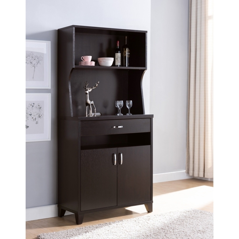 Alekos 31'' Wood Standard Baker's Rack with Wooden Shelves