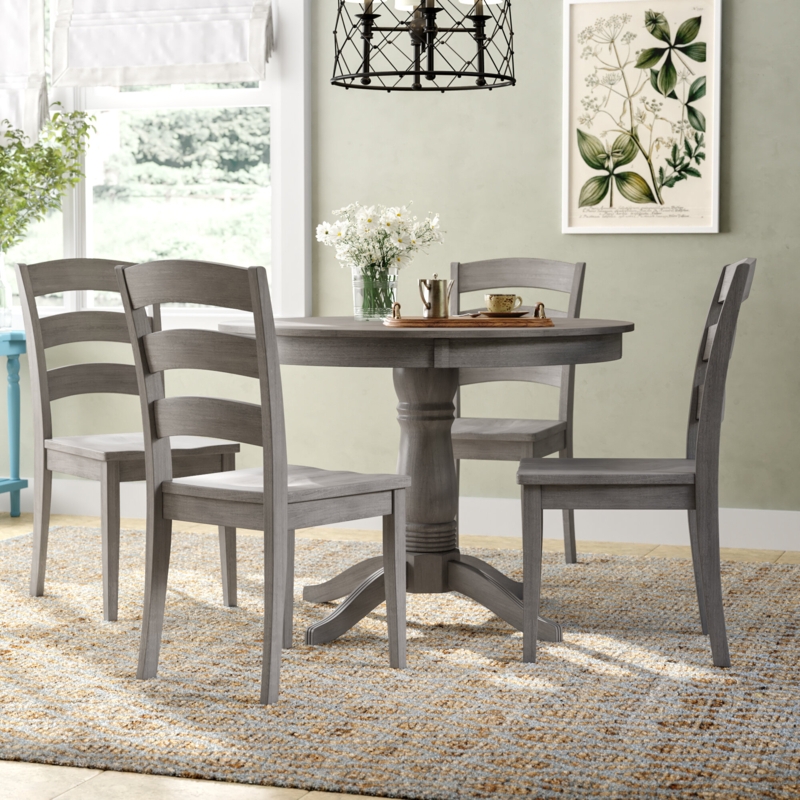 Alexa-Mae 5 - Piece Solid Wood Top Pedestal Dining Set