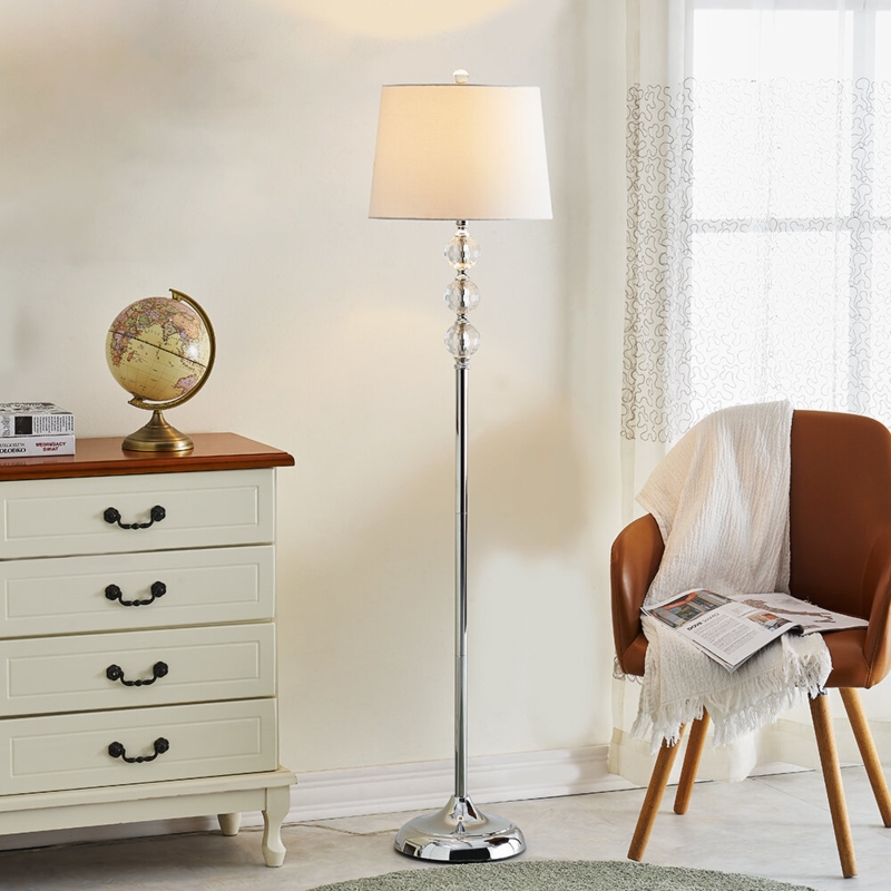 Alexys 62'' Chrome, Clear, Silver Traditional Floor Lamp