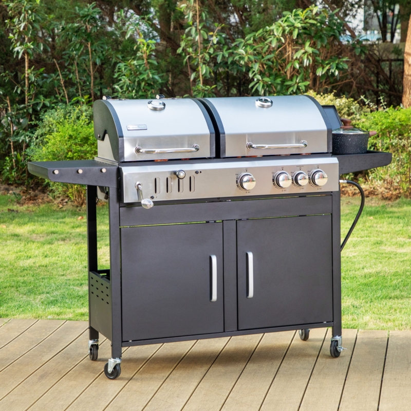 Alphamarts 3 - Burner 2-in-1 Charcoal and Gas Grill