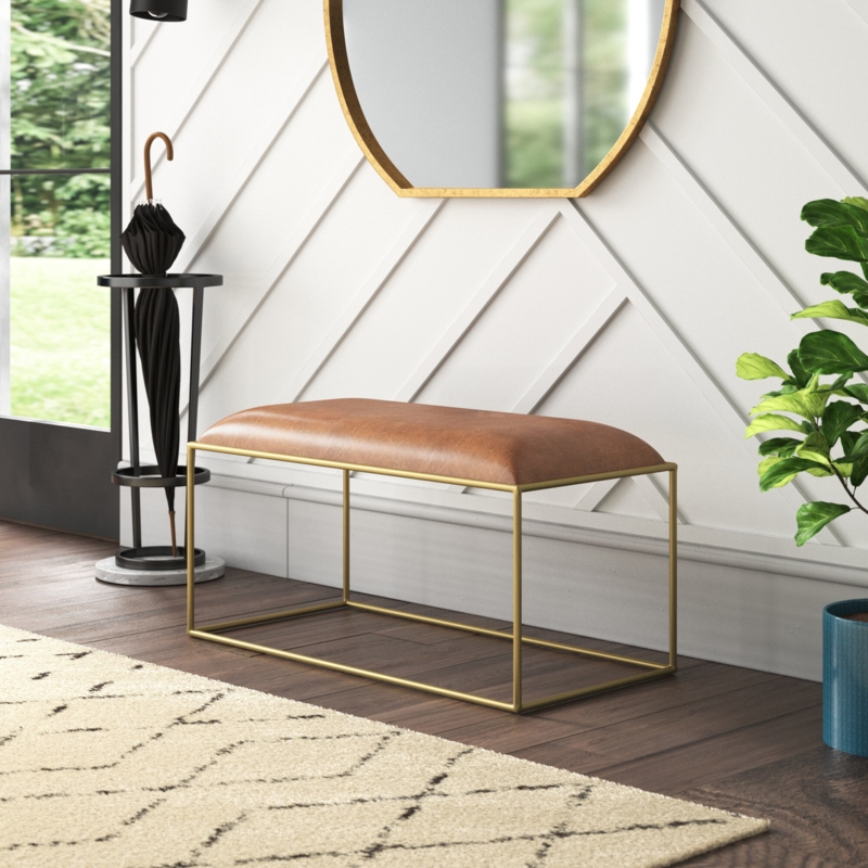 Alverez Genuine Leather Upholstered Bench