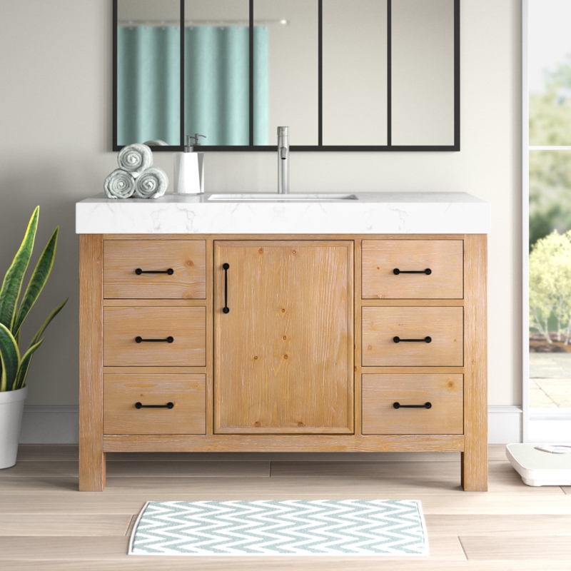 Ambree 48'' Single Bathroom Vanity with Engineered Marble Top