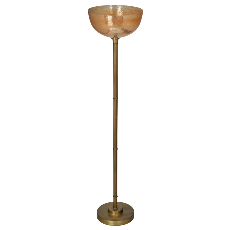 Aminah 65.75'' Amber Glass and Brushed Gold Floor Lamp
