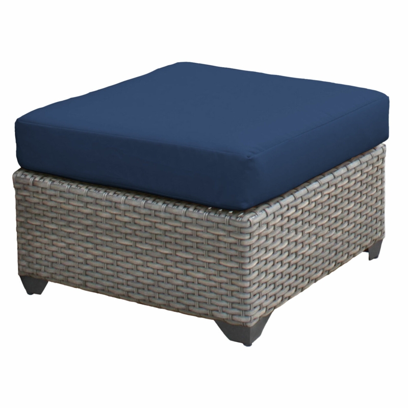 Andrick Wicker Outdoor Ottoman with Sunbrella Cushion