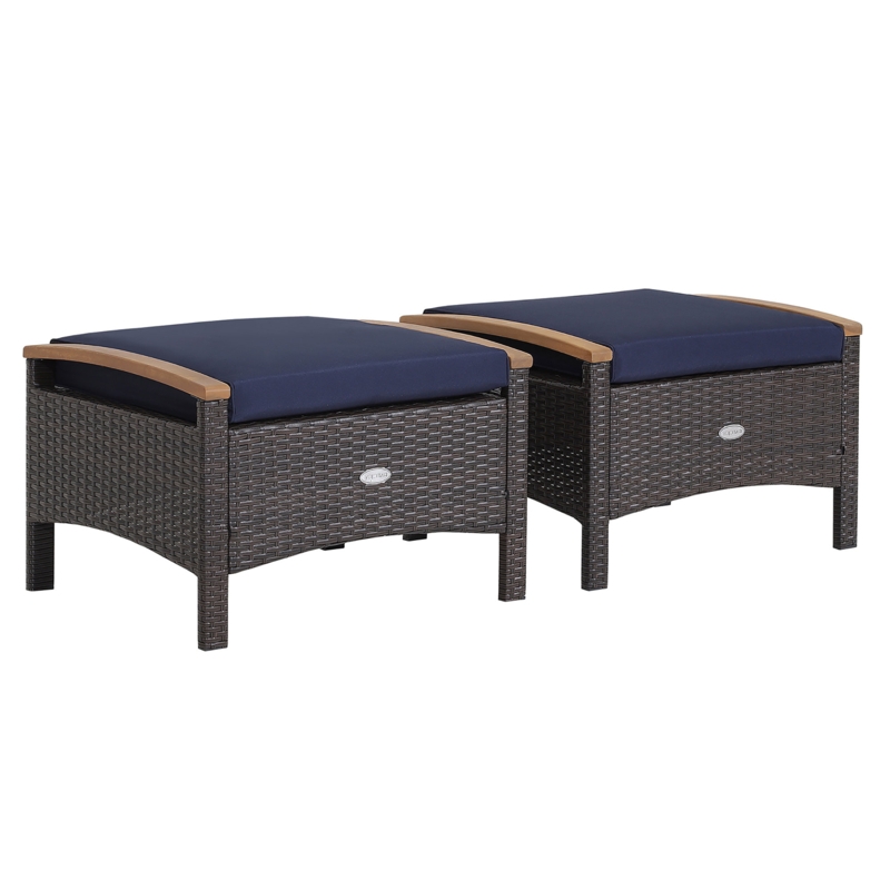 Ansby Wicker Outdoor Ottoman with Sunbrella Cushion