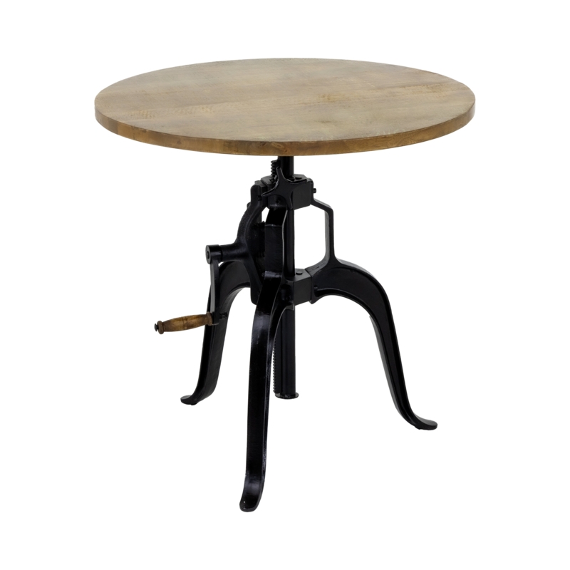 Aqeela Round Solid Wood Top Metal Base Dining Table